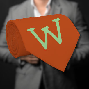 Sage Green Funny Initialbrief   Rostfarbe Krawatte