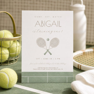Sage Green Game Set Match Tennis Einladung