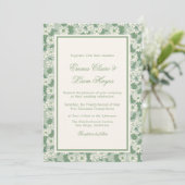 Sage Green Garden Chinoiserie Wedding Invitation Einladung (Stehend Vorderseite)