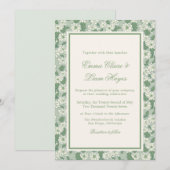 Sage Green Garden Chinoiserie Wedding Invitation Einladung (Vorne/Hinten)