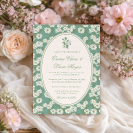 Sage Green Garden Chinoiserie Wedding Invitation Einladung