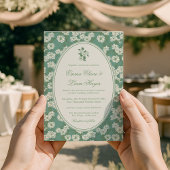 Sage Green Garden Chinoiserie Wedding Invitation Einladung