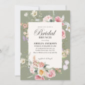 Sage green garden flower spring Bridal shower Einladung (Vorderseite)
