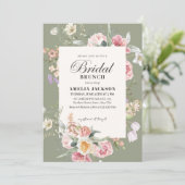 Sage green garden flower spring Bridal shower Einladung (Stehend Vorderseite)