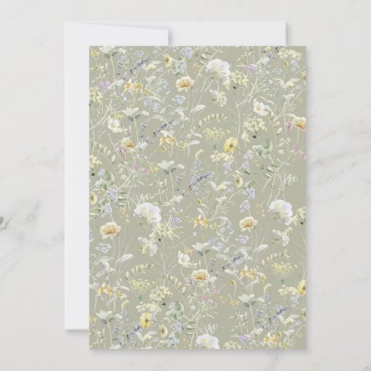 Sage Green Garden Flowers Script Bridal Shower Einladung (Rückseite)