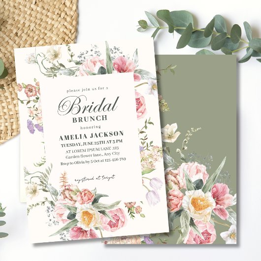 Sage green garden wildfloral spring Bridal shower Einladung