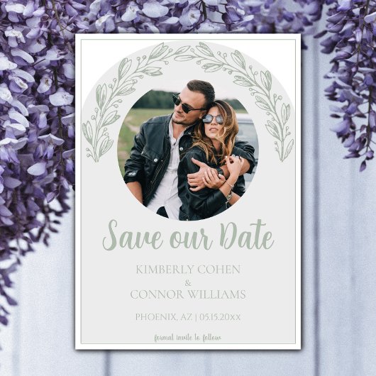 Sage Green Garland Foto Save the Date