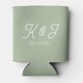 Sage Green Gastgeschenk Hochzeit Mit Monogramm Can Dosenkühler (Vorderseite)