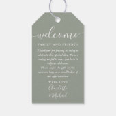 Sage Green Gastgeschenk Hochzeit Willkommenskorb Geschenkanhänger (Rückseite)