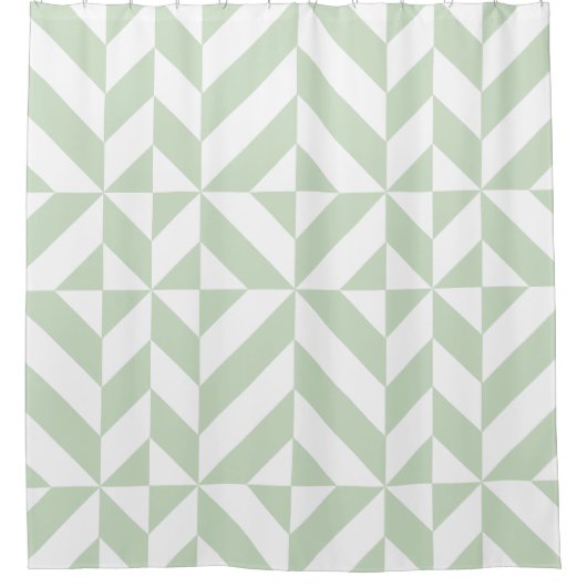 Sage Green Geometric Deko Cube Duschvorhang (Vorderseite)