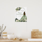 Sage Green Geometric Quinceañera Begrüßungszeichen Poster (Küche)