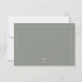 Sage Green Gerahmt Elegant Monogram Wedding RSVP Karte (Rückseite)