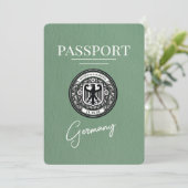 Sage Green Germany Passport Save the Date (Stehend Vorderseite)