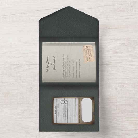 Sage Green Gilded Book Wedding Einladung (Innen Boden)