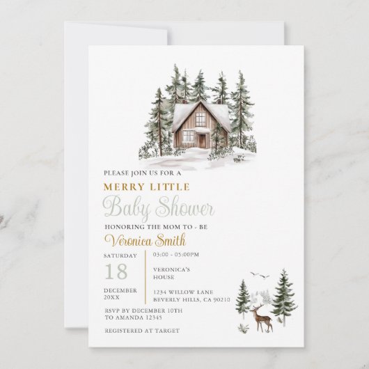 Sage Green Gingham A Merry Little Baby Shower Einladung (Vorderseite)