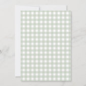 Sage Green Gingham and Bow Baby Shower Einladung (Rückseite)