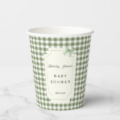 Sage Green Gingham and BowBaby Shower Pappbecher (Rückseite)