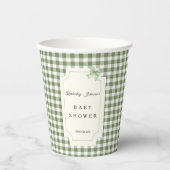 Sage Green Gingham and BowBaby Shower Pappbecher (Vorderseite)