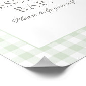 Sage Green Gingham Baby Dusche Dessert Bar Sign Poster (Ecke)