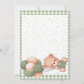 Sage Green Gingham Baby Dusche Einladung (Rückseite)
