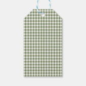 Sage Green Gingham Baby Dusche Einladung mit Bow Geschenkanhänger (Rückseite)