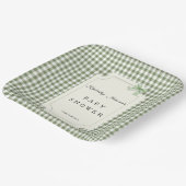 Sage Green Gingham Baby Dusche Einladung mit Bow Pappteller (Gewinkelt)