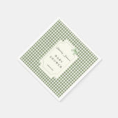 Sage Green Gingham Baby Dusche Einladung mit Bow Serviette (Ecke)
