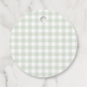 Sage Green Gingham Baby Dusche Geschenkanhänger (Rückseite)