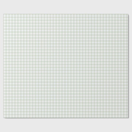 Sage Green Gingham Baby Dusche Geschenkpapier (Flach)