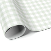 Sage Green Gingham Baby Dusche Geschenkpapier (Rolleneckpunkt)