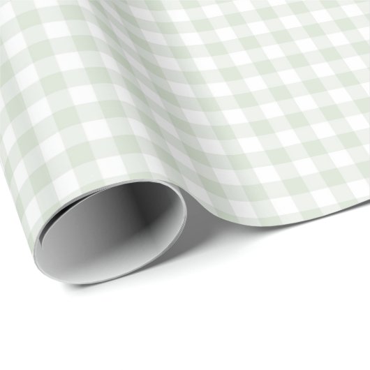 Sage Green Gingham Baby Dusche Geschenkpapier (Rolleneckpunkt)