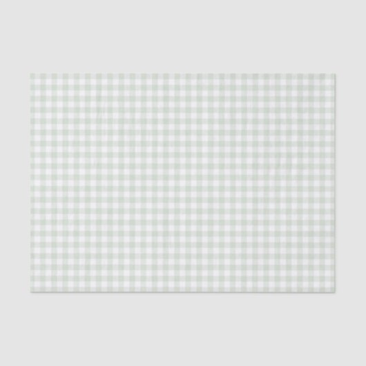 Sage Green Gingham Baby Dusche Seidenpapier (Vorderseite)