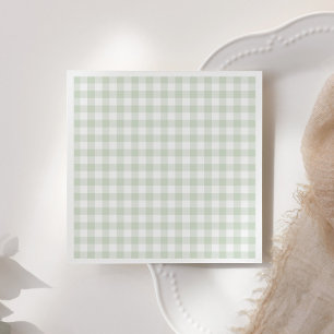 Sage Green Gingham Baby Dusche Serviette