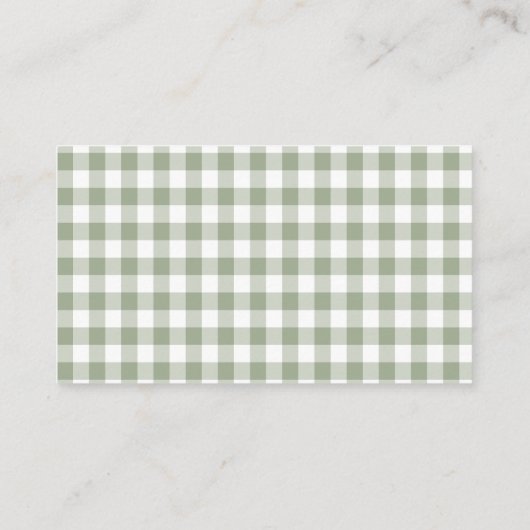 Sage Green Gingham Baby Duwer Windel Raffle Begleitkarte (Rückseite)