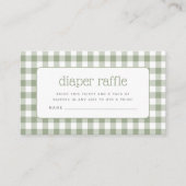 Sage Green Gingham Baby Duwer Windel Raffle Begleitkarte (Vorderseite)