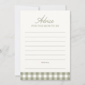 Sage Green Gingham Baby Shower Addon Card Einladung (Vorderseite)
