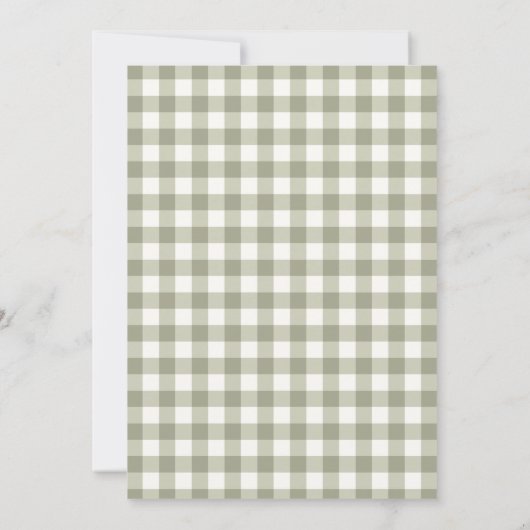 Sage Green Gingham Baby Shower Addon Card Einladung (Rückseite)