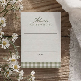 Sage Green Gingham Baby Shower Addon Card Einladung