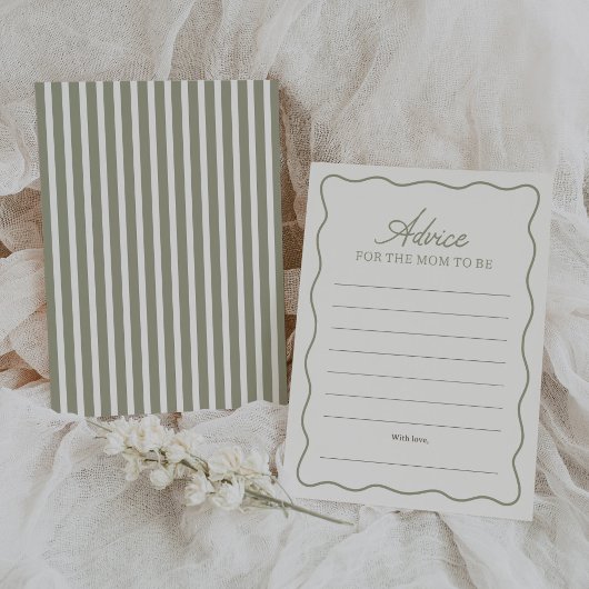 Sage Green Gingham Baby Shower Addon Card Einladung