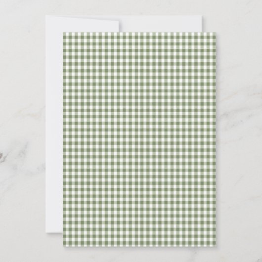 Sage Green Gingham Baby Shower Einladung & Bows (Rückseite)
