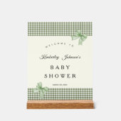 Sage Green Gingham Baby Shower Einladung & Bows Acrylschild (Vorderseite)