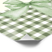 Sage Green Gingham Baby Shower Einladung & Bows Poster (Ecke)
