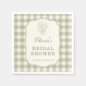 Sage Green Gingham Bridal Shower Party Serviette (Vorderseite)