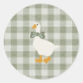 Sage Green Gingham Buffalo Check Baby Shower  Runder Aufkleber (Vorderseite)