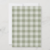 Sage Green Gingham Buffalo Check Goose Baby Shower Einladung (Rückseite)
