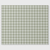 Sage Green Gingham Buffalo Check Linen Texture Geschenkpapier (Flach)