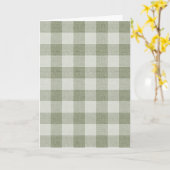 Sage Green Gingham Buffalo Check Linen Texture  Karte (Gelbe Blume)