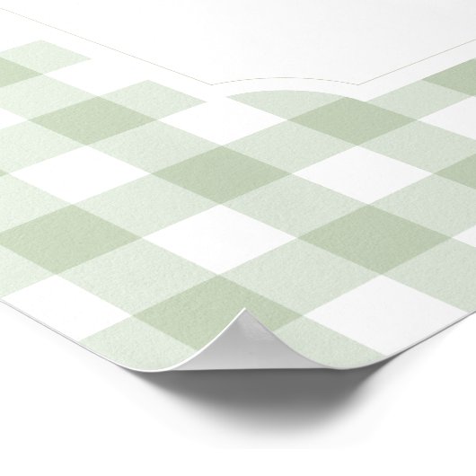 Sage Green Gingham Duck Baby Duck Begrüßungszeiche Poster (Ecke)