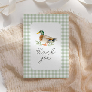 Sage Green Gingham Duck Baby Duck Dankeskarte