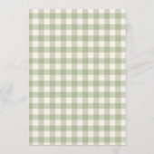 Sage Green Gingham Floral Bow Bridal Shower Einladung (Rückseite)